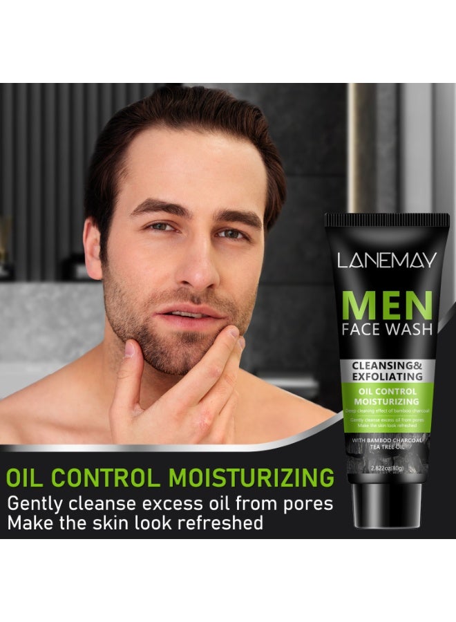 LANEMAY Men Face Wash with Volcanic Mud - Deeply Cleanse Oil from Pores, Control Oil and Exfoliate, Refreshing Face, Moisturize the Face - Image 5